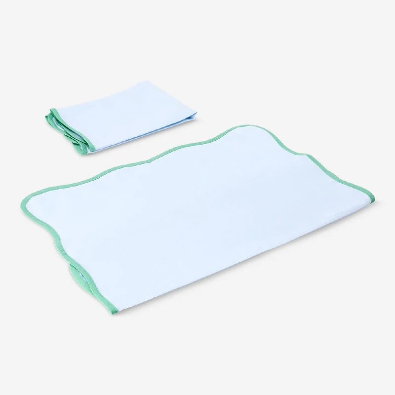 Blue fabric napkins with scalloped edges - 2 pcs
