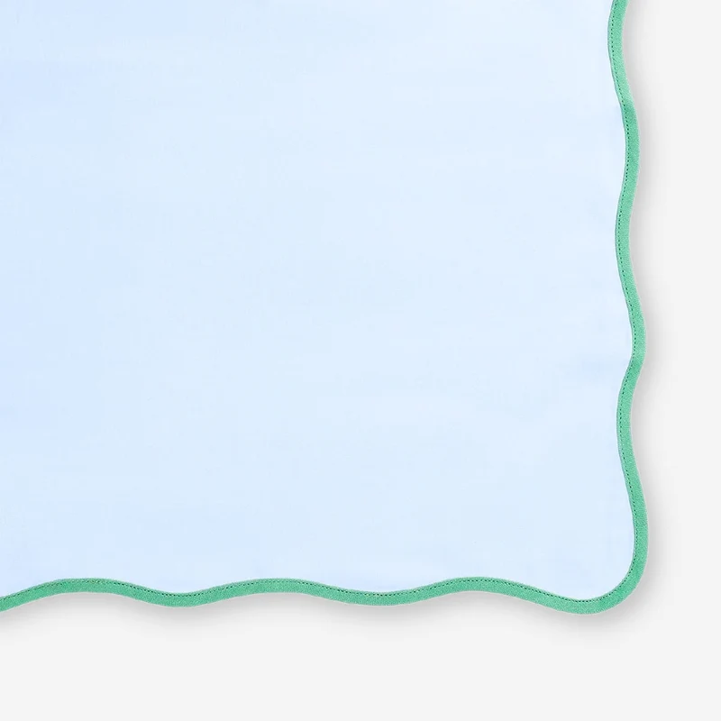 Blue fabric napkins with scalloped edges - 2 pcs