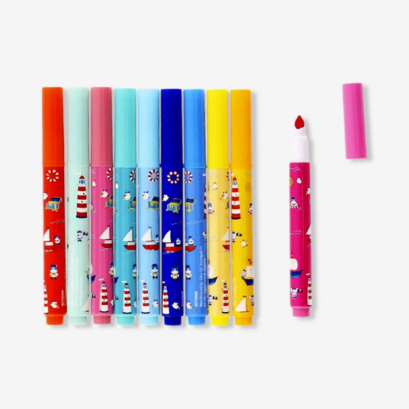 Markers in seashell pouch - 10 pcs