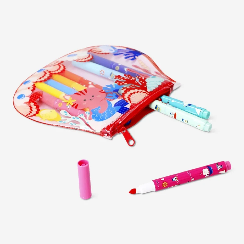 Markers in seashell pouch - 10 pcs