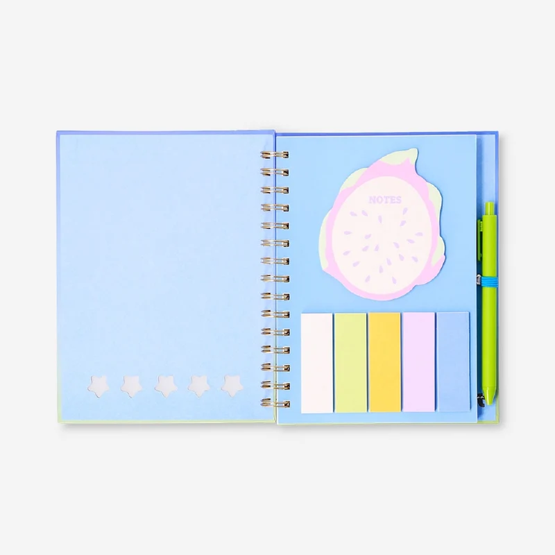 A5 gradient notebook with pen and sticky memos
