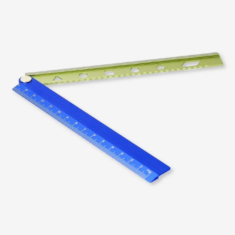 Foldable metal ruler with stencils