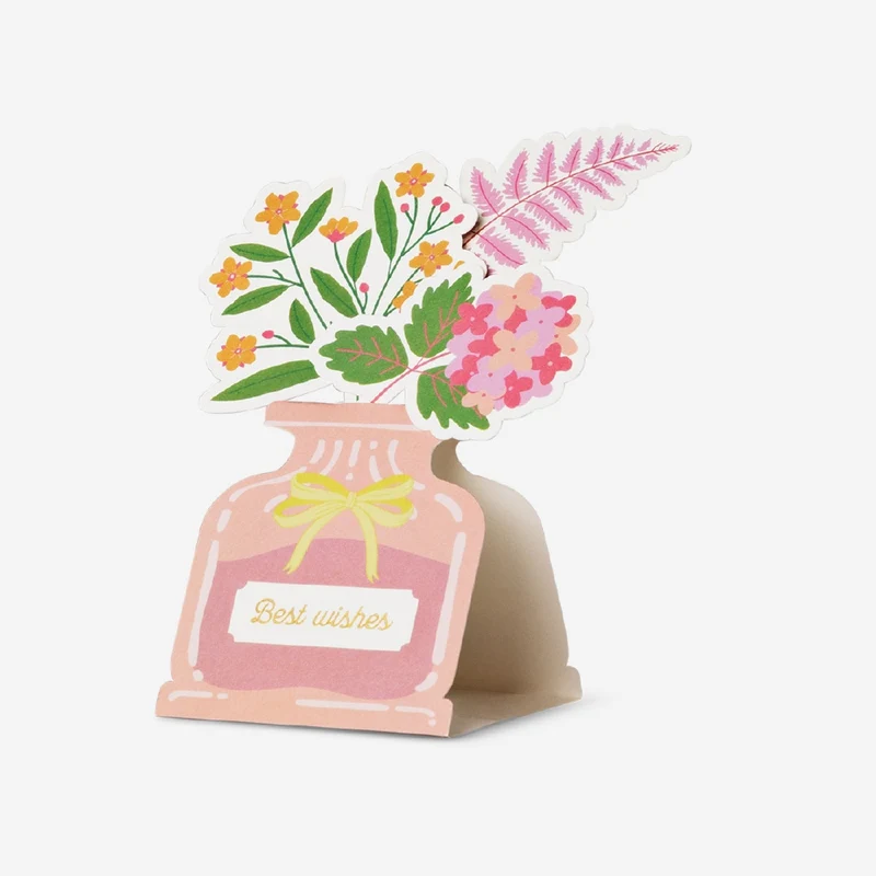 Greetings card - Best wishes flower vase