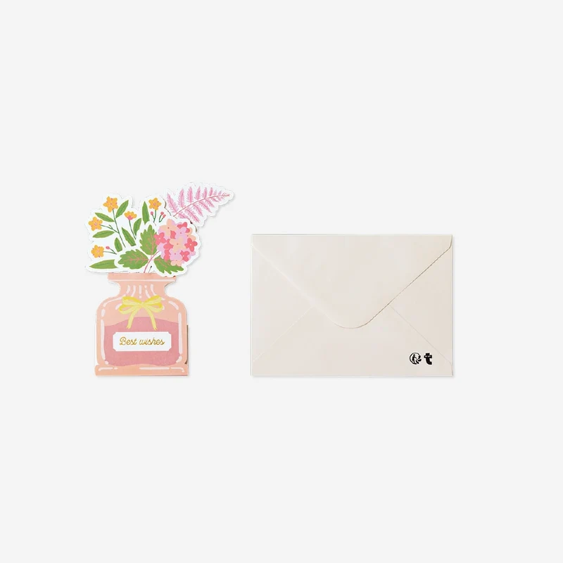 Greetings card - Best wishes flower vase