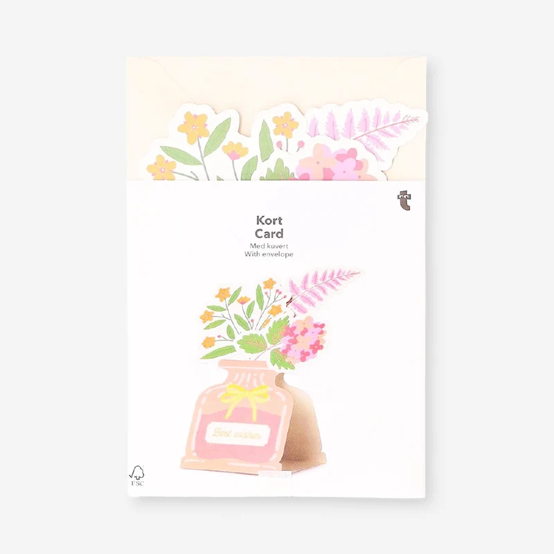 Greetings card - Best wishes flower vase