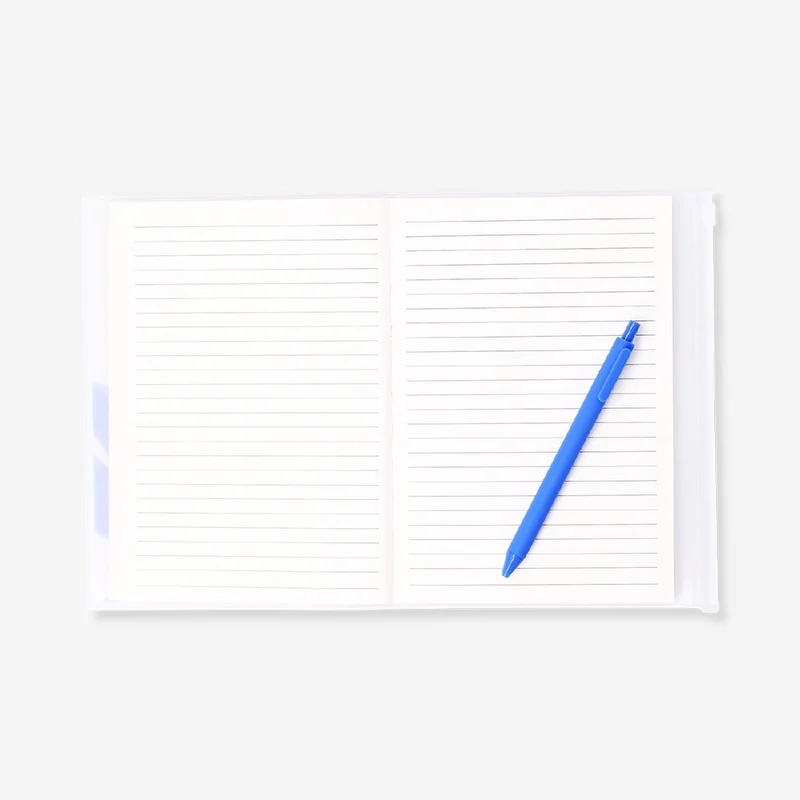 A6 leaf notebook with zip pocket and stickers