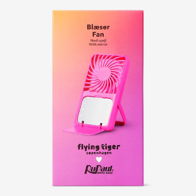 RuPaul's Drag Race x Flying Tiger Copenhagen - Pink electronic fan with mirror