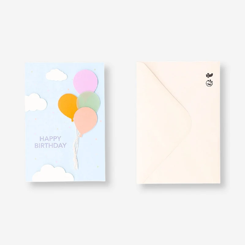 Birthday card - Flying balloons
