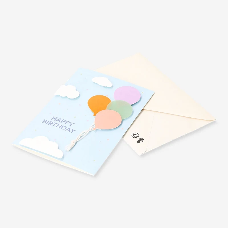 Birthday card - Flying balloons