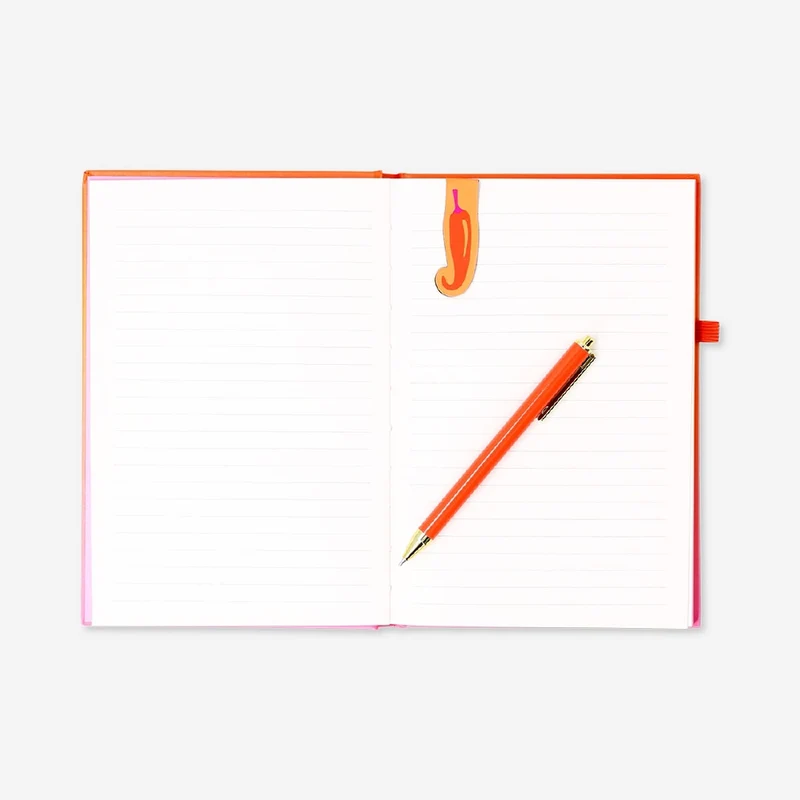 Gradient notebook with magnetic bookmark and pen
