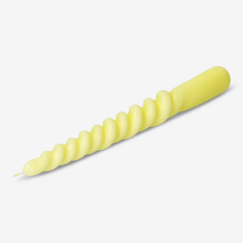 Twisted yellow candle - 21 cm