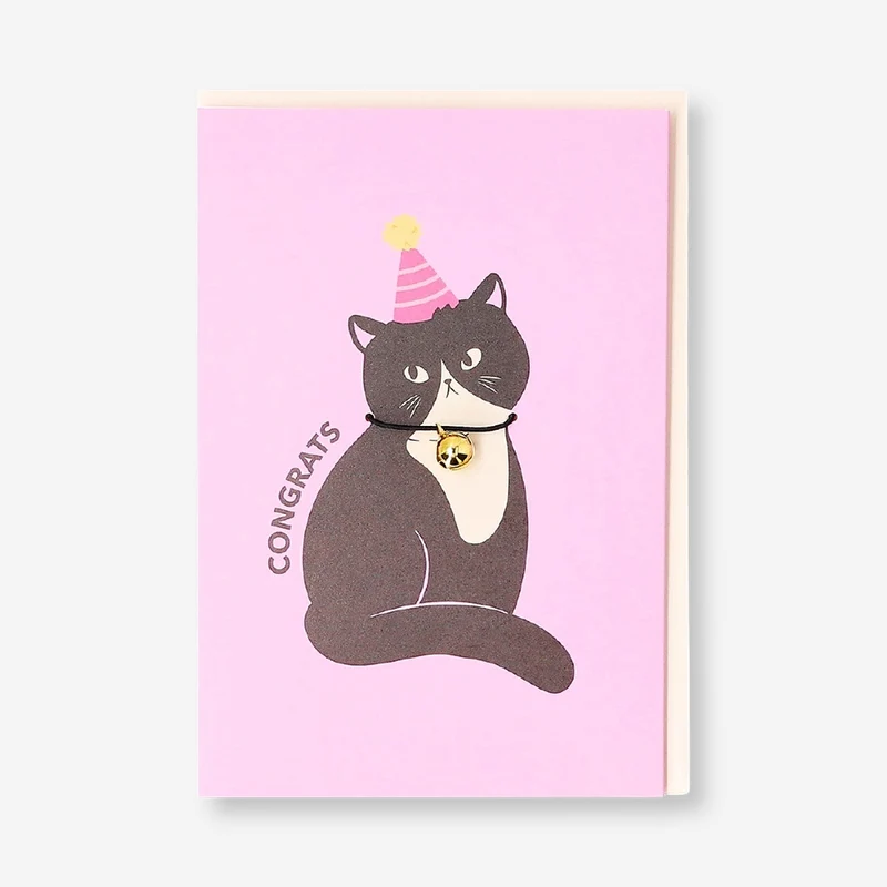 Greetings card - Congrats with festive cat