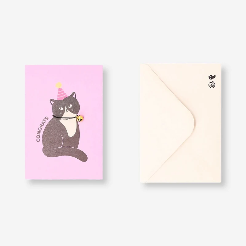 Greetings card - Congrats with festive cat
