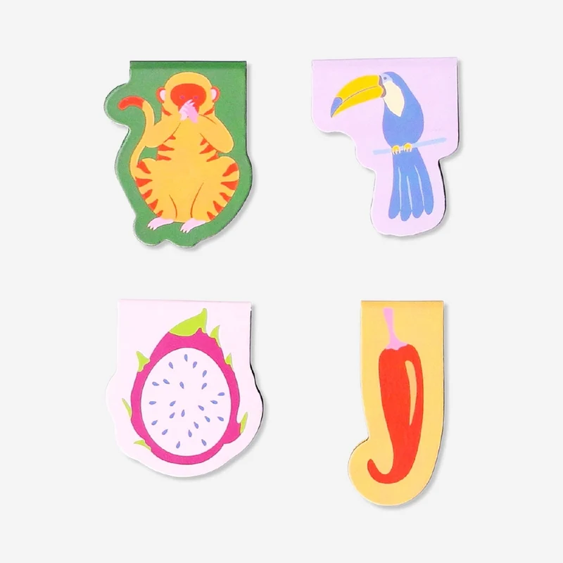 Magnetic bookmarks with jungle theme - 4 pcs