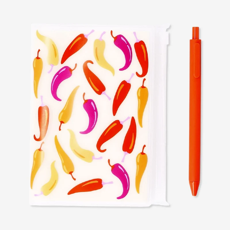 A6 chilli notebook with zip pocket and stickers