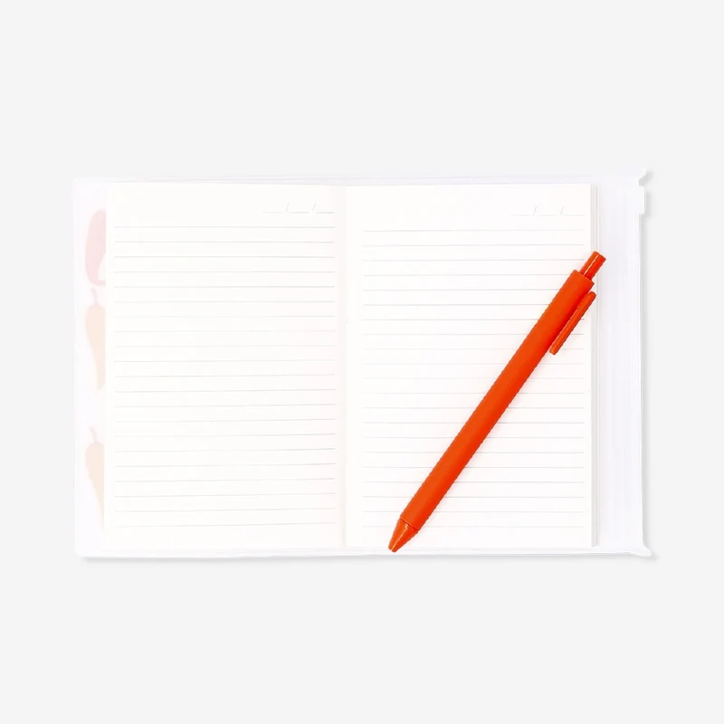 A6 chilli notebook with zip pocket and stickers