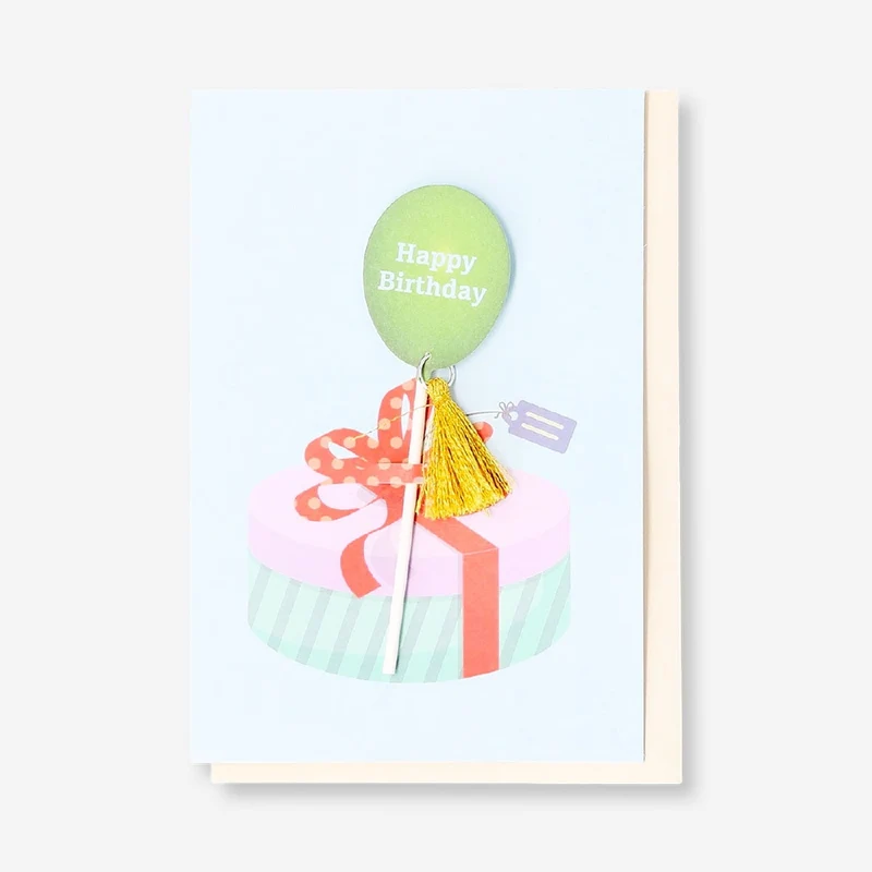 Birthday card - Balloon with tassle attachment