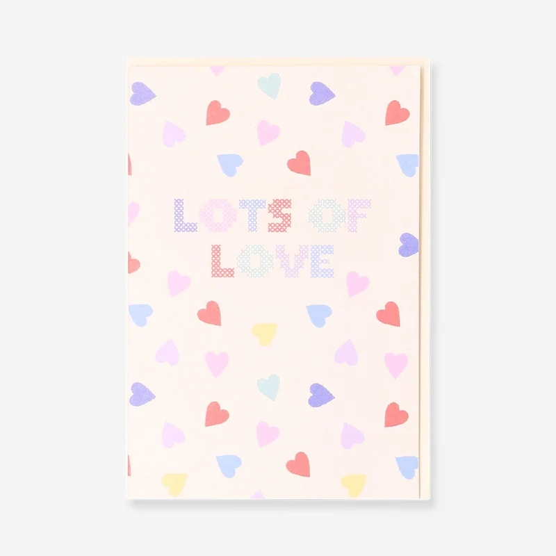 Greetings card - Lots of love with hearts
