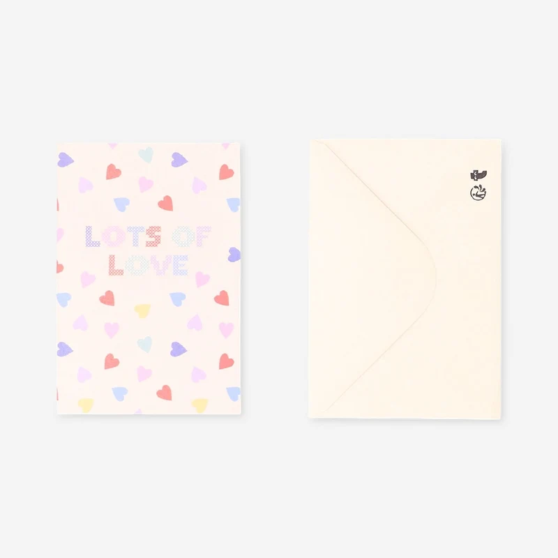 Greetings card - Lots of love with hearts