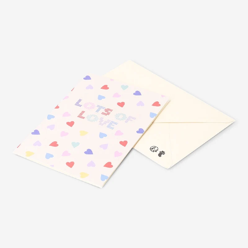 Greetings card - Lots of love with hearts