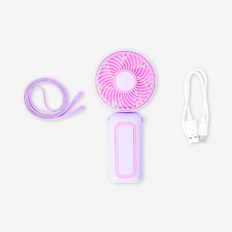 Handheld fan with strap - Purple and pink