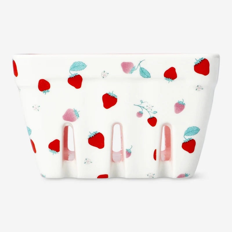 Ceramic colander with strawberry print