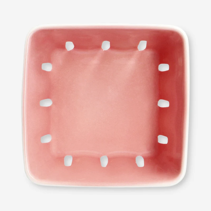 Ceramic colander with strawberry print