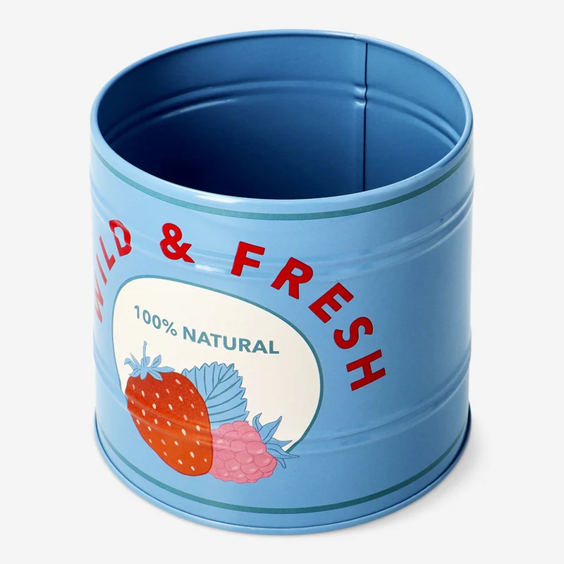 Metal storage tin with berry print - 11 cm
