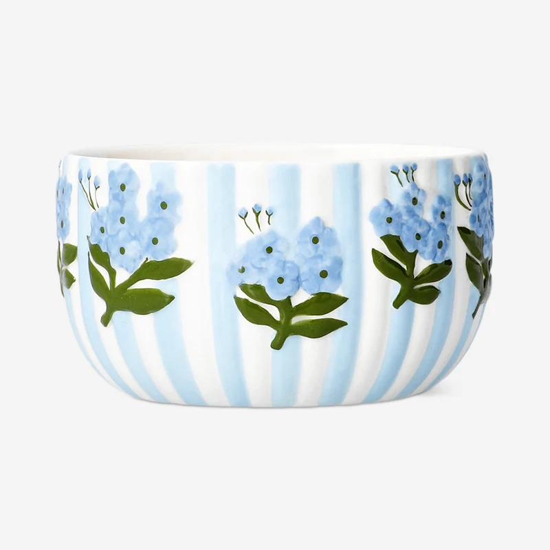 Blue floral bowl with stripes - 12 cm