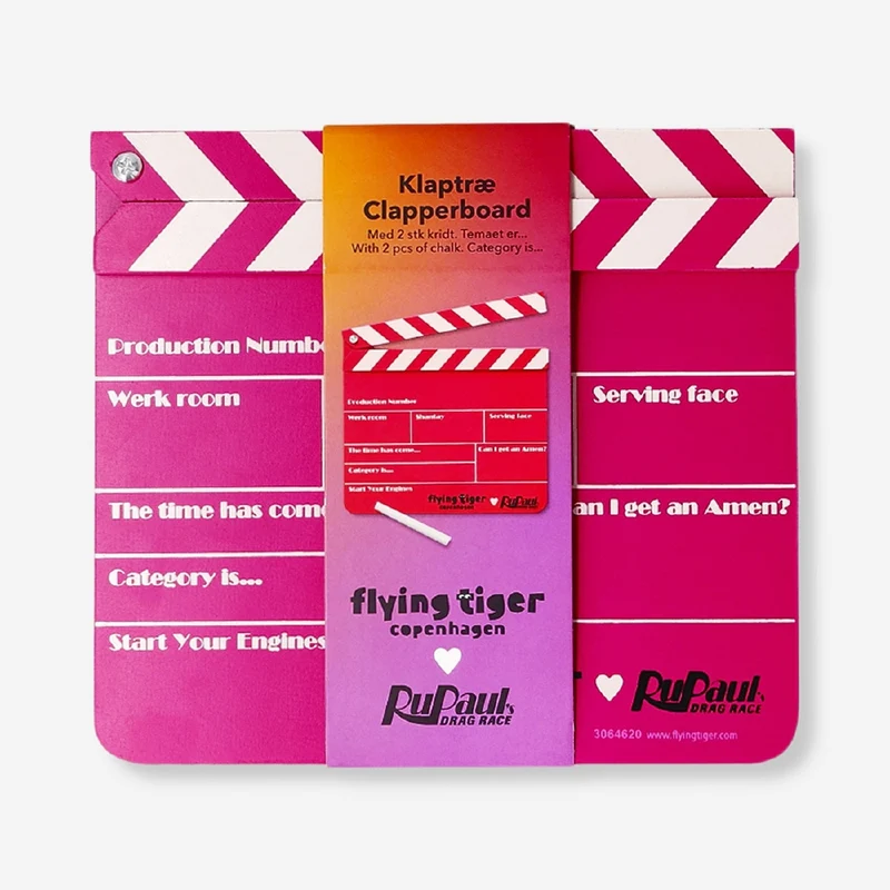 RuPaul's Drag Race x Flying Tiger Copenhagen - Pink clapperboard with chalk
