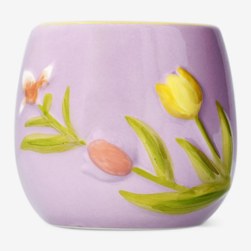 Flowerpot with embossed flowers