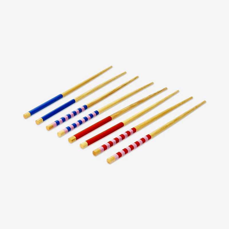 Colourful wooden chopsticks - 4 pcs