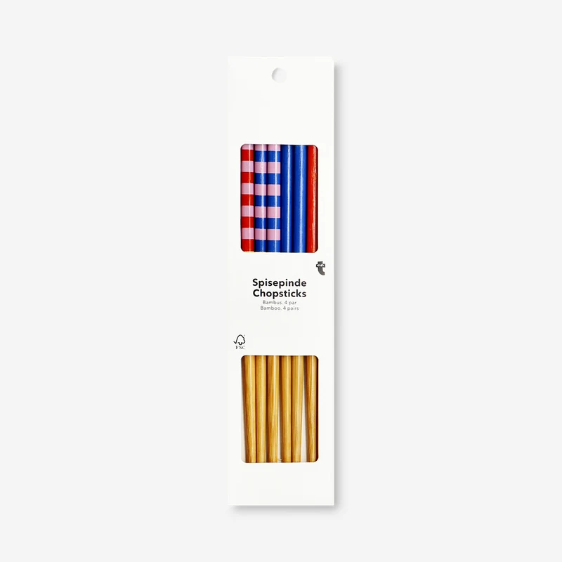 Colourful wooden chopsticks - 4 pcs