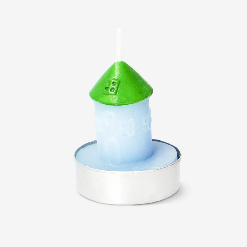 Blue and green house tealights - 4 pcs