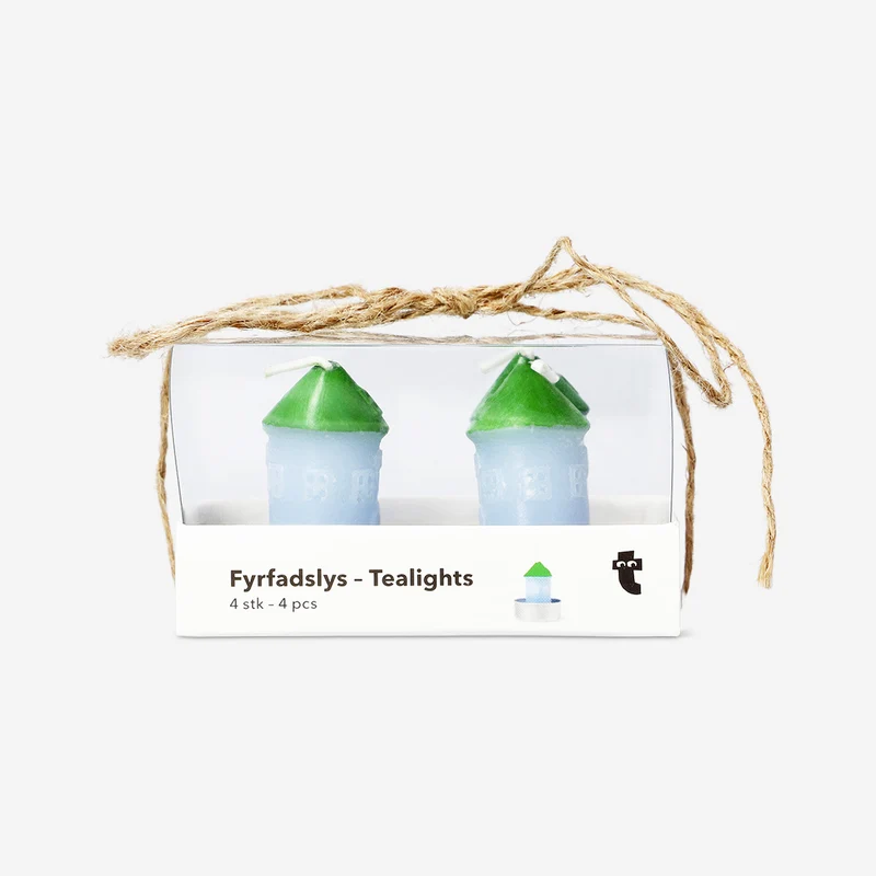 Blue and green house tealights - 4 pcs