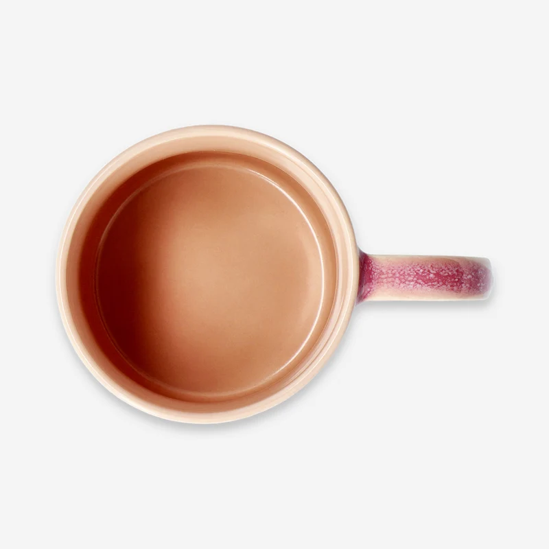 Pink matcha mug with running glaze - 384 ml