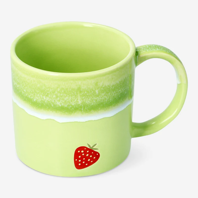 Green matcha mug with running glaze - 384 ml
