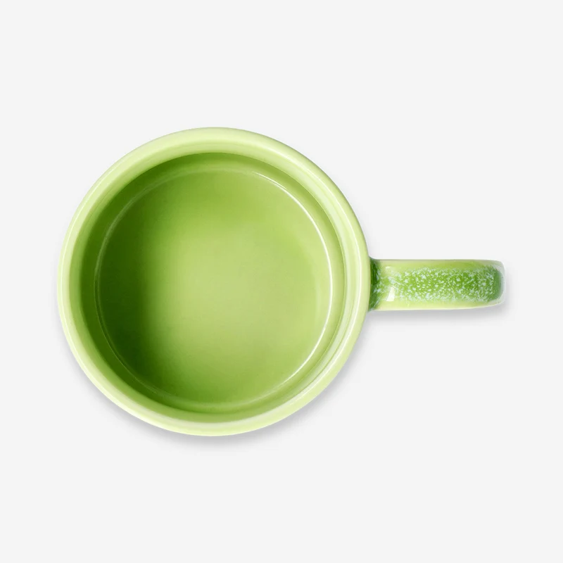 Green matcha mug with running glaze - 384 ml