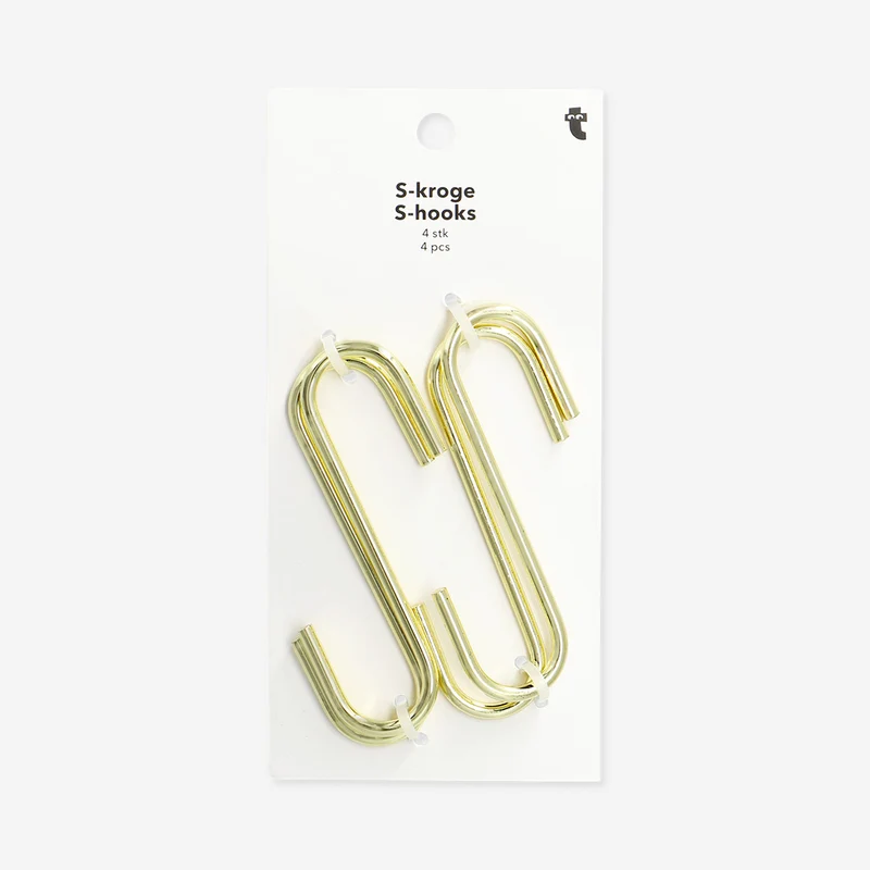 Gold metal S hooks - 4 pcs