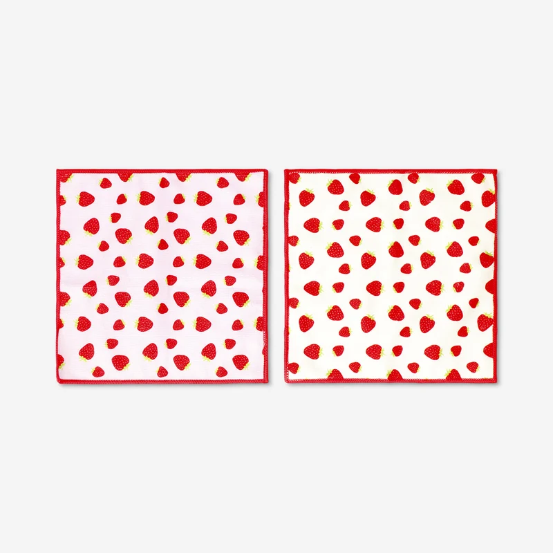 Microfiber strawberry kitchen cloths - 2 pcs