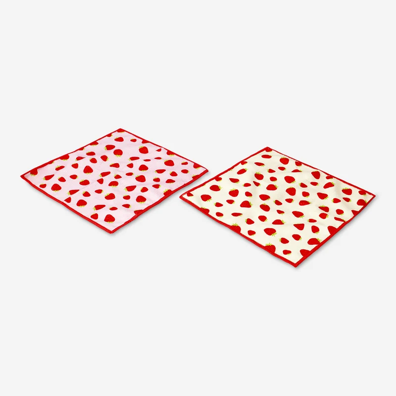 Microfiber strawberry kitchen cloths - 2 pcs