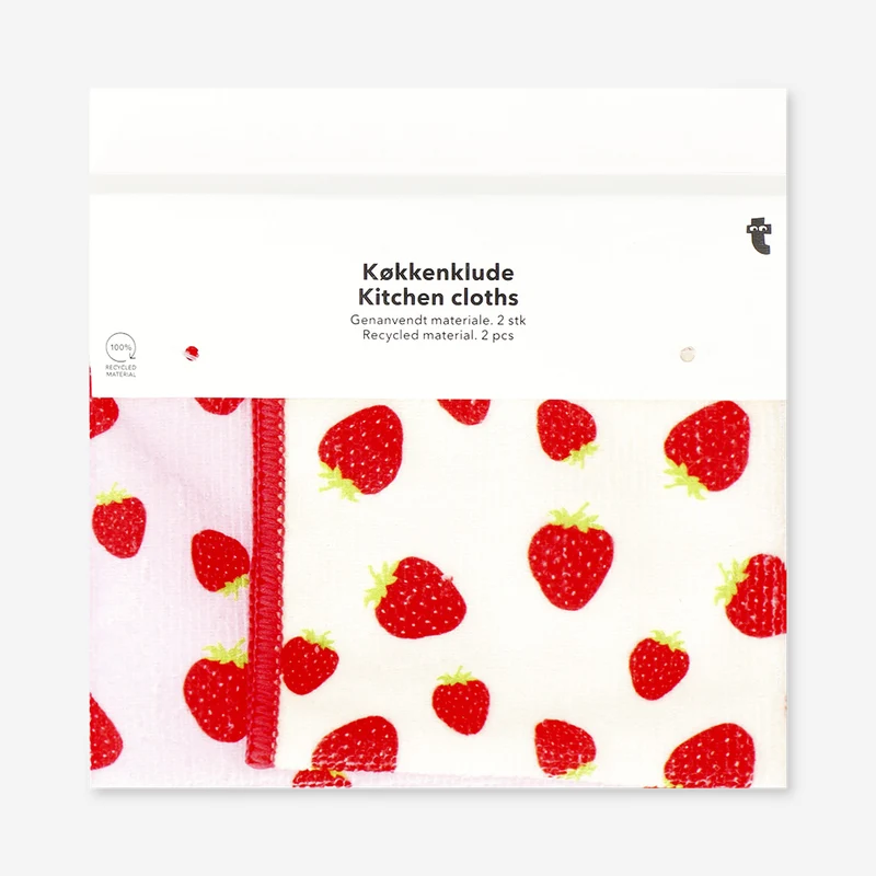 Microfiber strawberry kitchen cloths - 2 pcs