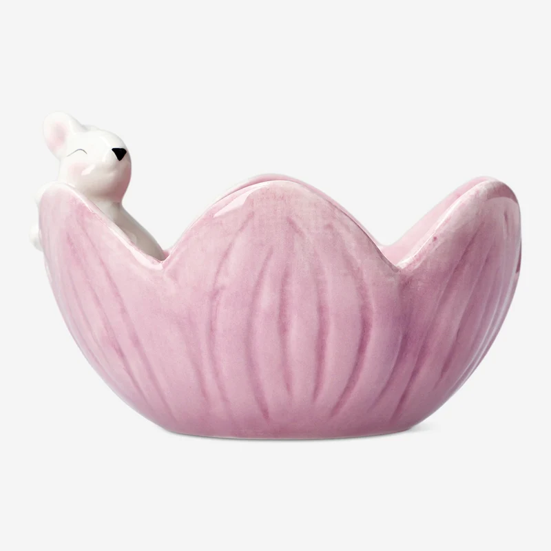Flower bowl with white bunny - 12 cm