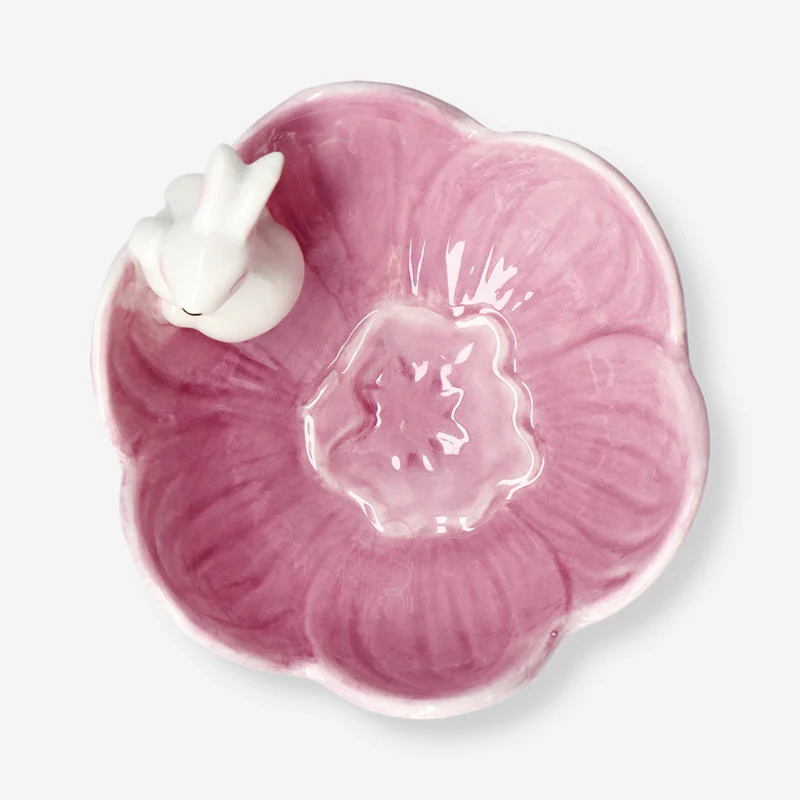 Flower bowl with white bunny - 12 cm