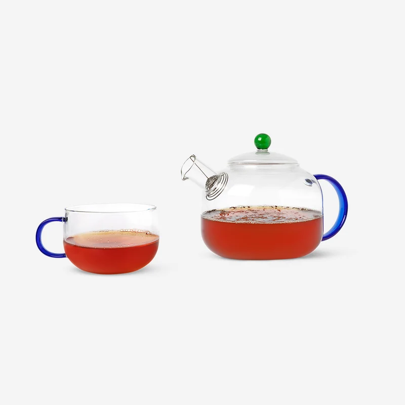 Designer Collection - Glass mug with blue handle - 350 ml