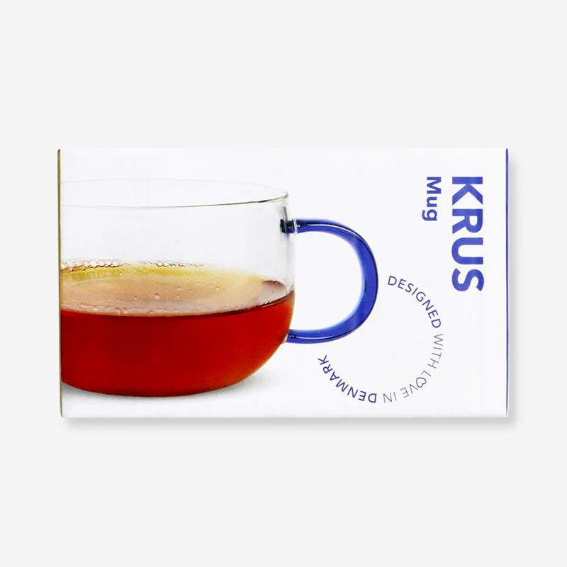 Designer Collection - Glass mug with blue handle - 350 ml