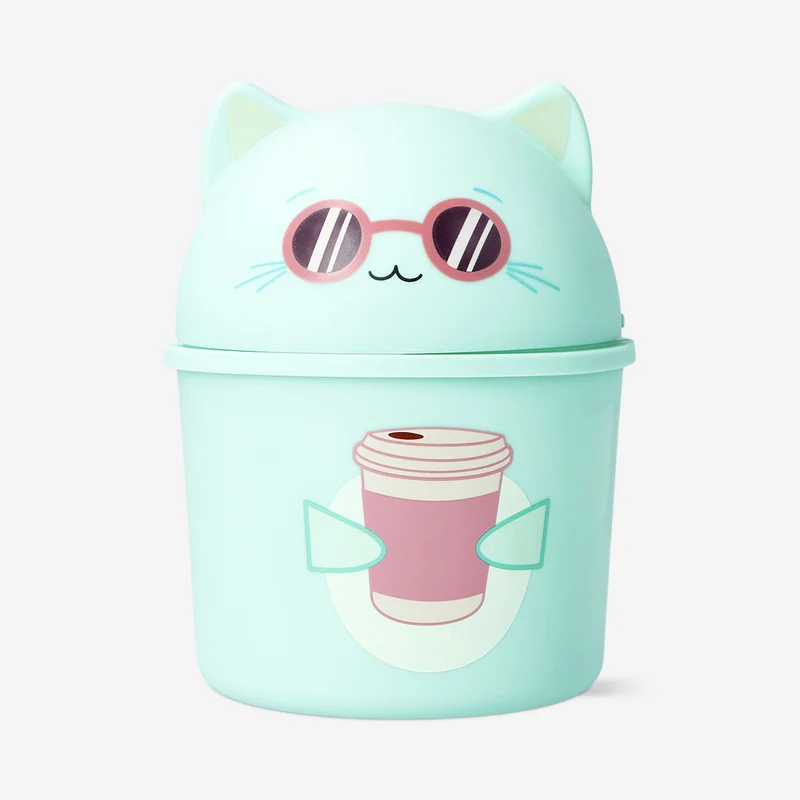 Green cat push bin