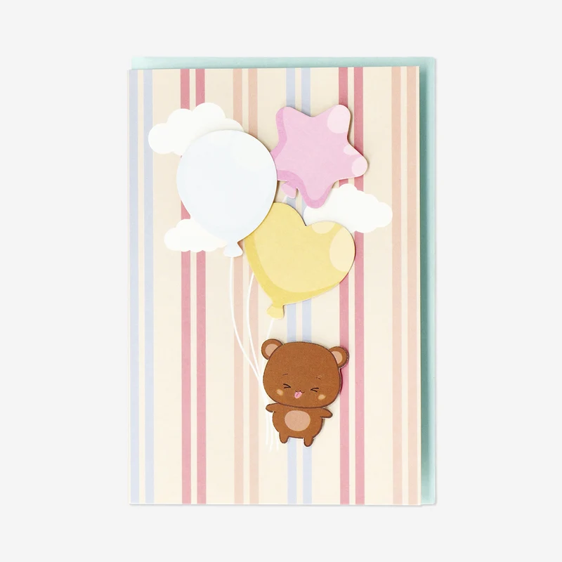 Greetings card - Bear with balloons