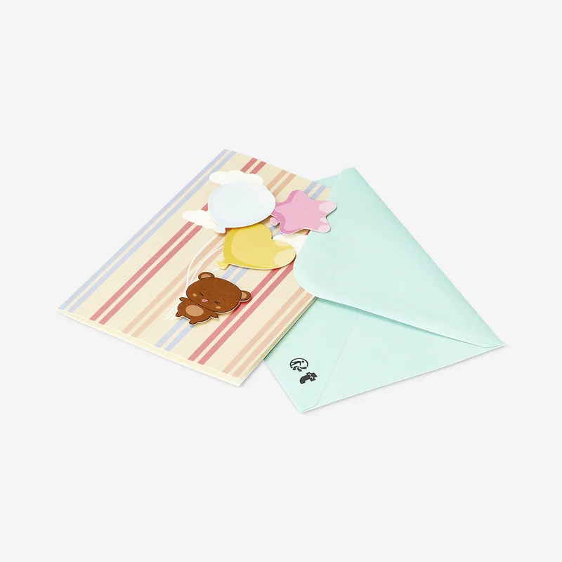 Greetings card - Bear with balloons