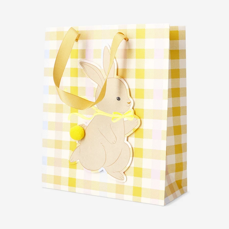 Gingham gift bag with bunny